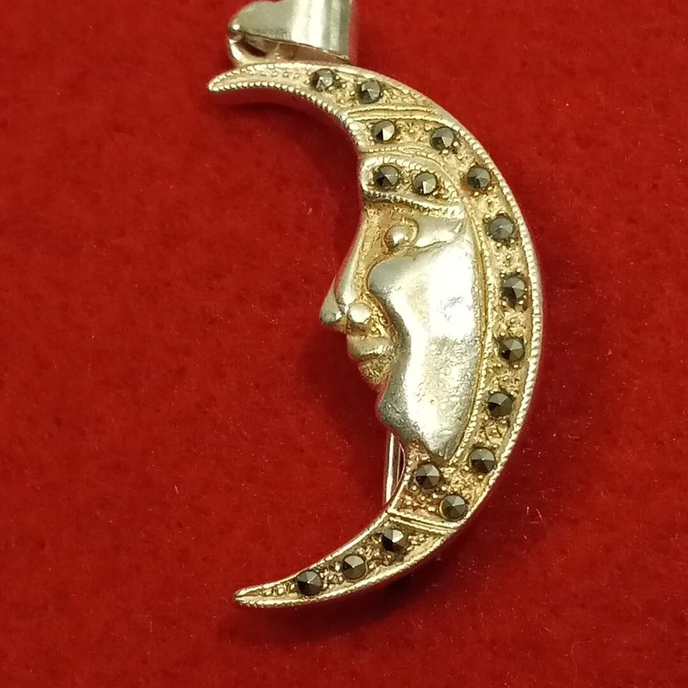 Crescent Sterling Silver  925 Set Of Earrings And Pendant-brooch - Picture 2 of 12